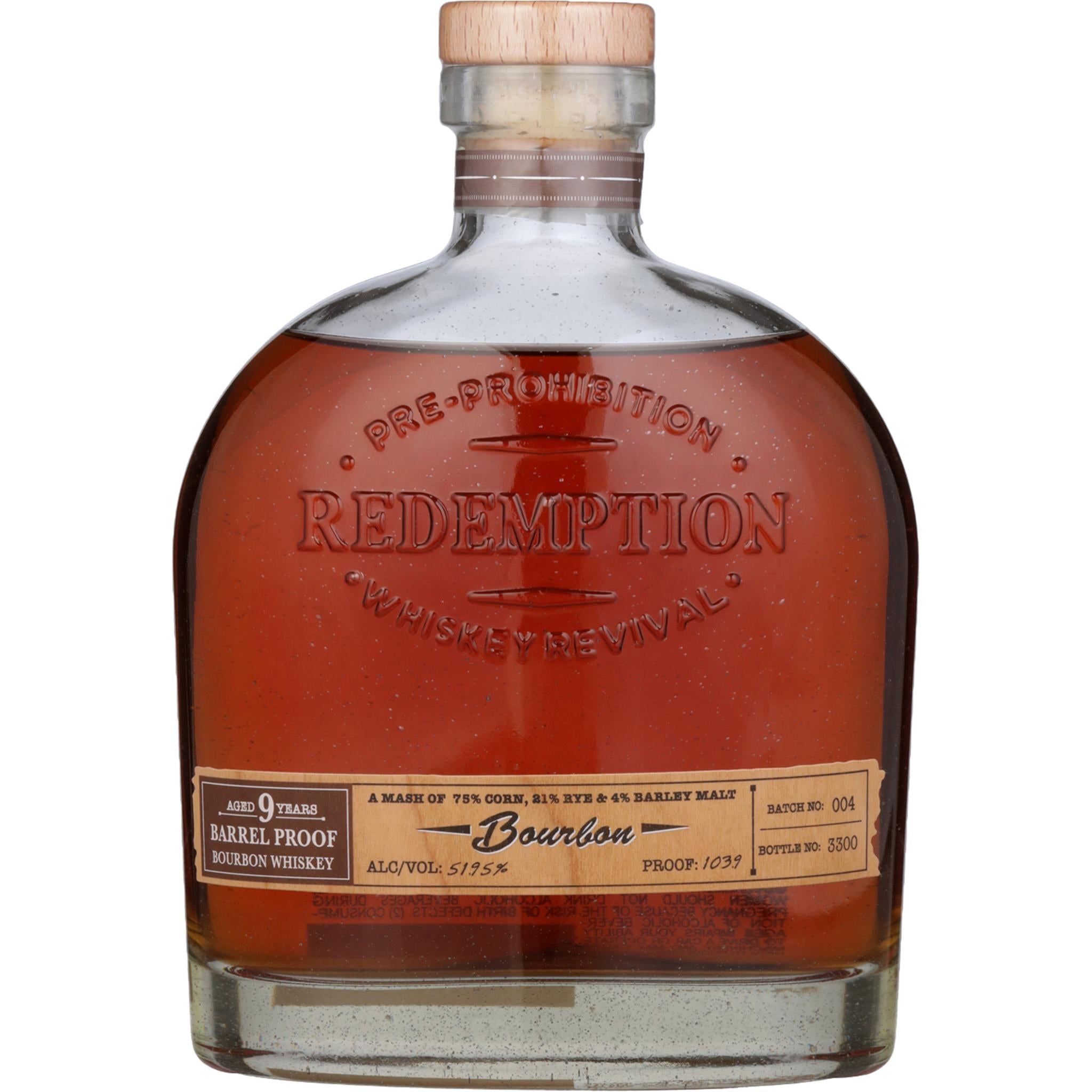 Redemption Straight Bourbon Barrel Proof 9 Year Whiskey